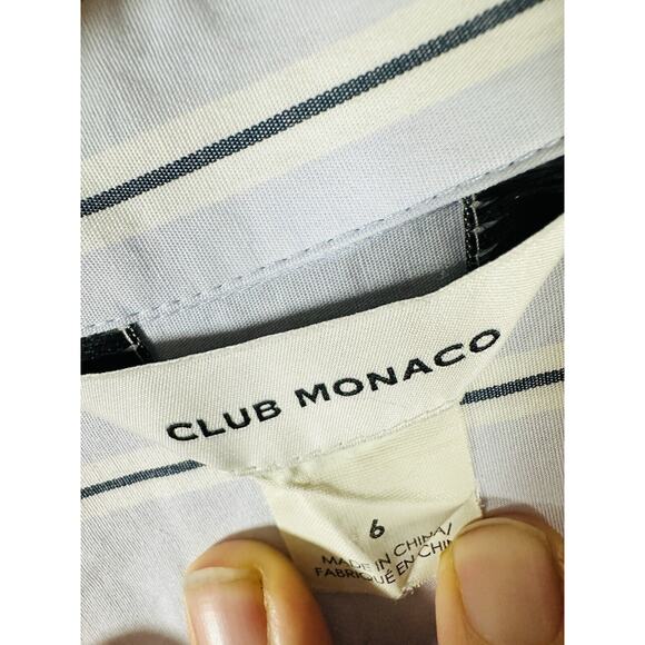 Club Monaco Strawberta Quiet Luxury Striped Shirt Dress Buttons Woman’s 6 GUC - Picture 6 of 9